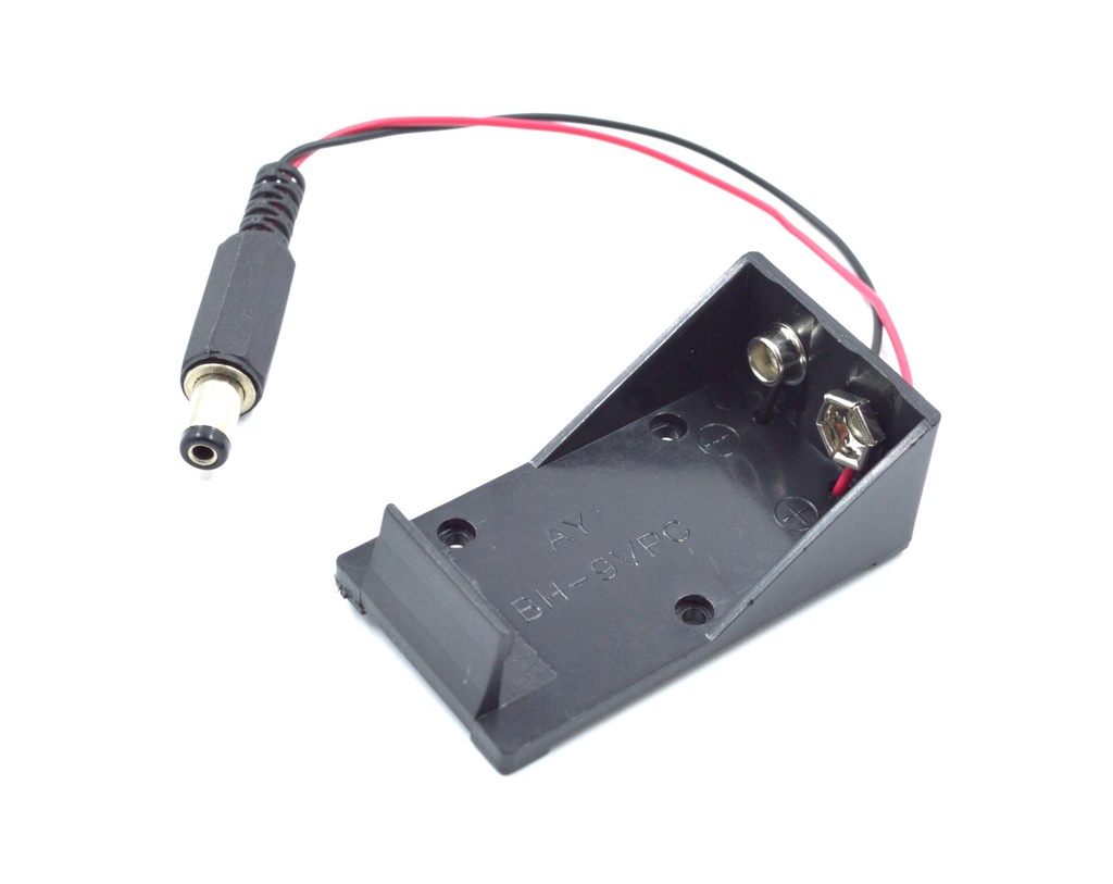 Portabaterias 9V 6F22 con conector DC