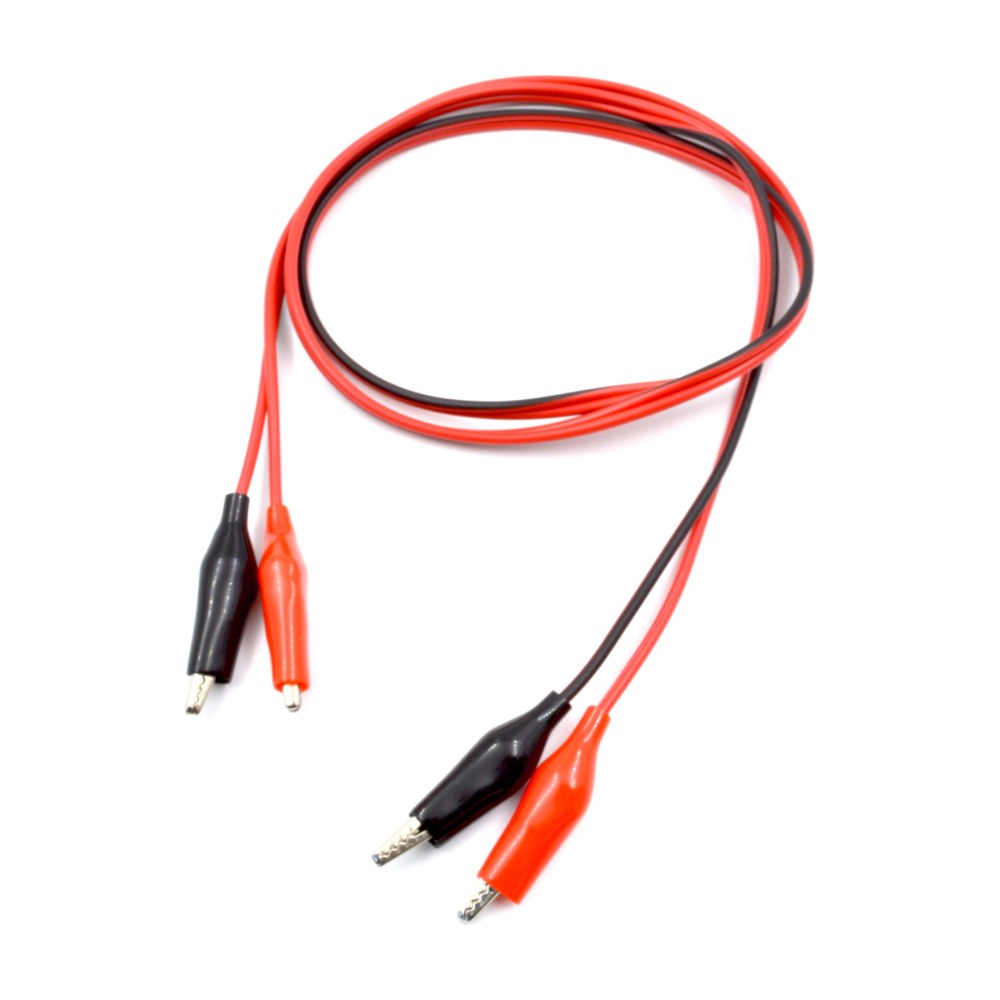 Par de cables cocodrilo-cocodrilo 1m