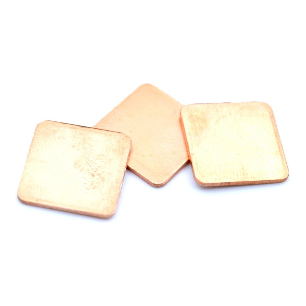 Disipador de cobre 15x15x1 mm con adhesivo