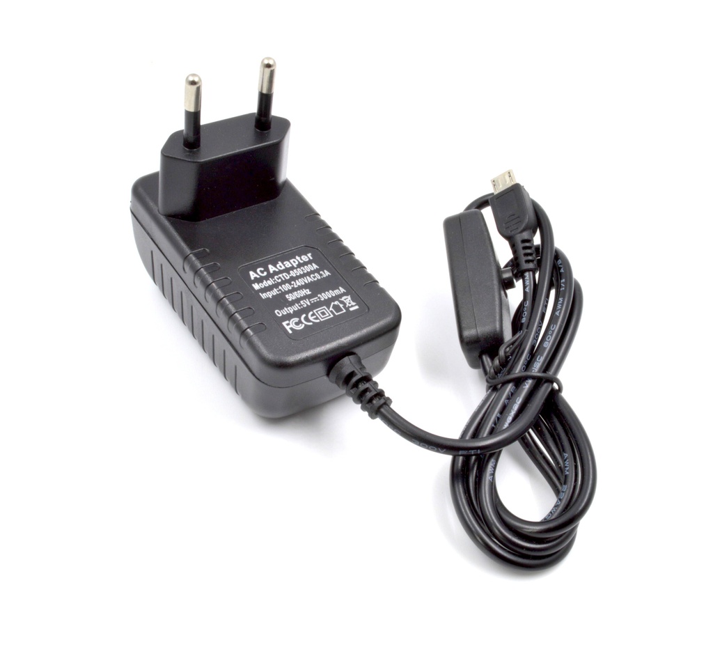 Fuente de alimentación micro USB 5V 3A con interruptor para Raspberry Pi
