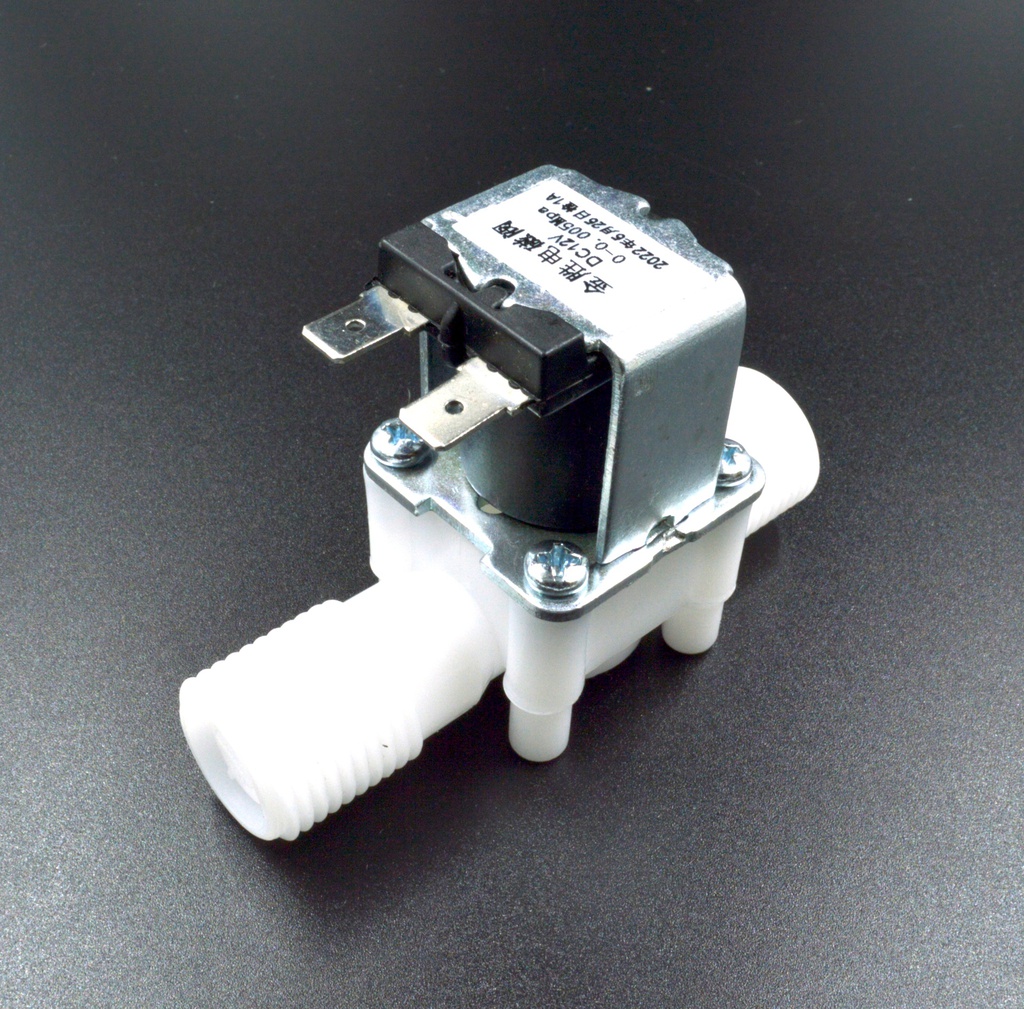 Electroválvula 12V NC con rosca macho 1/2" en ambos extremos