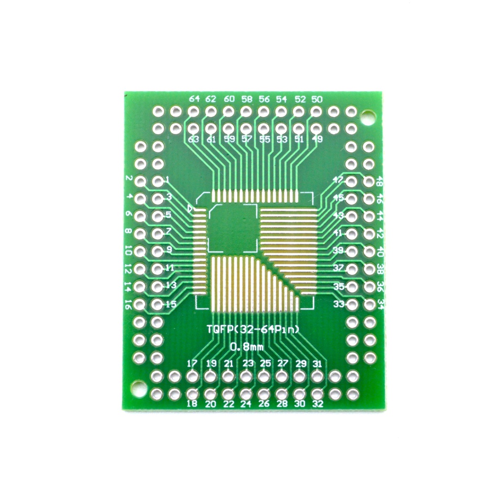 Placa PCB adaptadora TQFP32-100P/TQFP32-64P SMD a THD